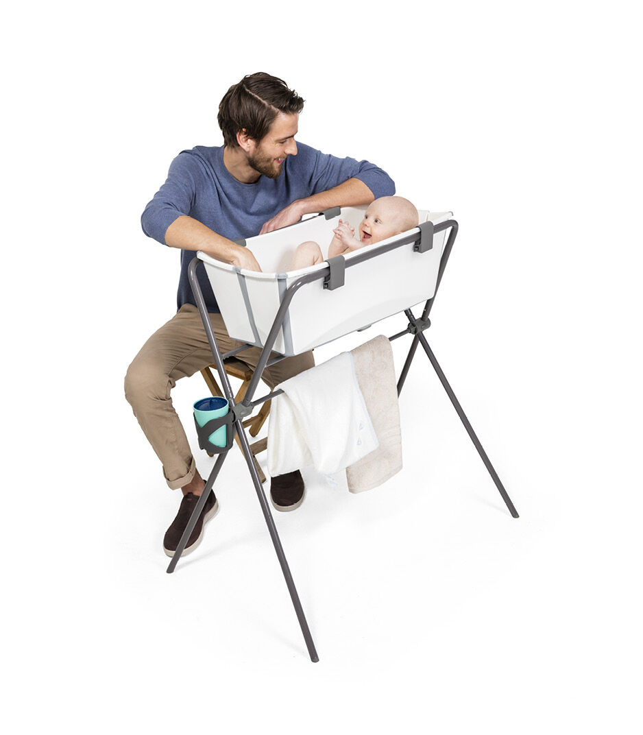 Stokke® Flexi Bath®. White, on Flexi® Bath® Stand.